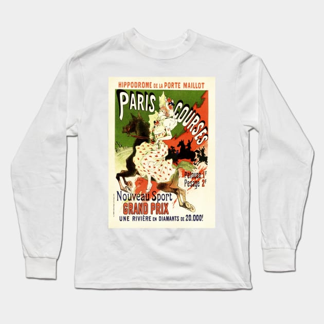 HIPPODROME PARIS Horse Racing Grand Prix Vintage French Art Nouveau Advertisement Long Sleeve T-Shirt by vintageposters